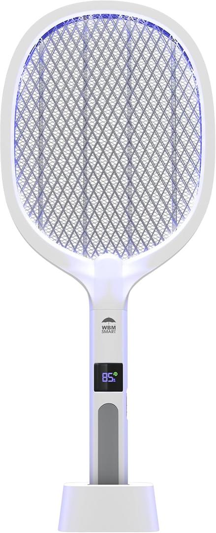 WBM SMART 2 in 1 Electric Bug Zapper, Mosquitoes Trap Lamp & Racket, USB Rechargeable Electric Fly Swatter for Home and Outdoor Powerful Grid 3-Layer Safety Mesh Safe to Touch