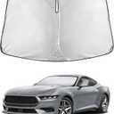 EcoNour Windshield Sunshade Compatible for Ford Mustang (NOT for Ford Mustang Mach-E) 2015-2024 2025 2026, Sun Visor for Front Windshield & Window Sun Shade Cover, UV Heat Protector, Car Accessories