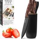 Knife Set, Toileum 11 Piece Black Kitchen Knife Block Set, Anti-Rust Non-Stick Stainless Steel Chef Knife Sets with 6 Blade Guards for Kitchen, Ergonomical Design (Black)