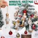 VOSAREA Christmas Nutcracker Ornaments Hanging Soldier Nutcracker Wooden Nutcracker Pendants Glittering Powder Nutcracker Figures Ornament for Party Store Home (White Gold)