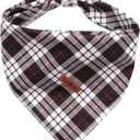 Lionet Paws Dog Bandana Washable Cotton Handkerchief Scarf Triangle Bandana for Small Medium Large Dogs Black Grid (Small (Pack of 1))