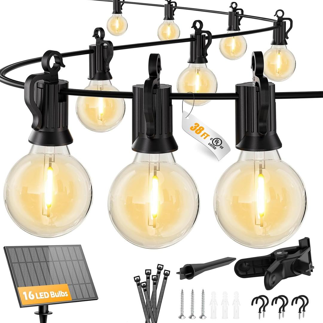Brightown 38FT 16LED Solar String Lights Outdoor with USB Port