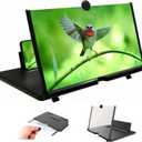Screen Magnifier for Cell Phone,12inch Big Screen Phone Magnifier - 3D HD Foldable Portable Monitor with Stand, Universal Smartphone Screen Enlarger for Movies, Videos, Gaming, Travel (Black)