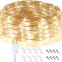 LED Rope Lights, 16.4ft Waterproof Connectable Strip Lighting, 3000K Soft White, Indoor Outdoor Mood Lighting for Home Christmas Holiday Garden Patio Party Decoration