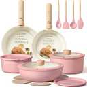 CAROTE 19pcs Pots and Pans Set Non Stick, Detachable Handle Cookware, Pink
Kitchen Cooking Sets, Space Saving, Induction Compatible, Dishwasher & Oven Safe, Non-Toxic, for Camping/RV/Traveling