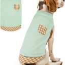 KYEESE Waffle Dog Shirts for Medium Dogs Soft Stretchy T-Shirts Lightweight Sleeveless Vest Breathable Pet Top with Pocket Detail and Classic Plaid Patchwork, XX-Large