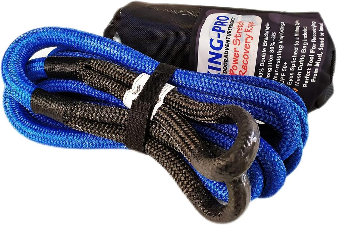 Kinetic Recovery Rope 3/4x30' Towing Rope 20,000lbs Breaking Strength 100% Nylon Made Heavy Duty Offroad Snatch Strap 30% Elasticity for Full-Size Truck Large SUVs Offroad Vehicels (Blue)