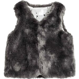LJYH Baby Girls Dark Gray Faux Fur Vest Children Spring Autumn Outerwear jackets (0-3 Months)