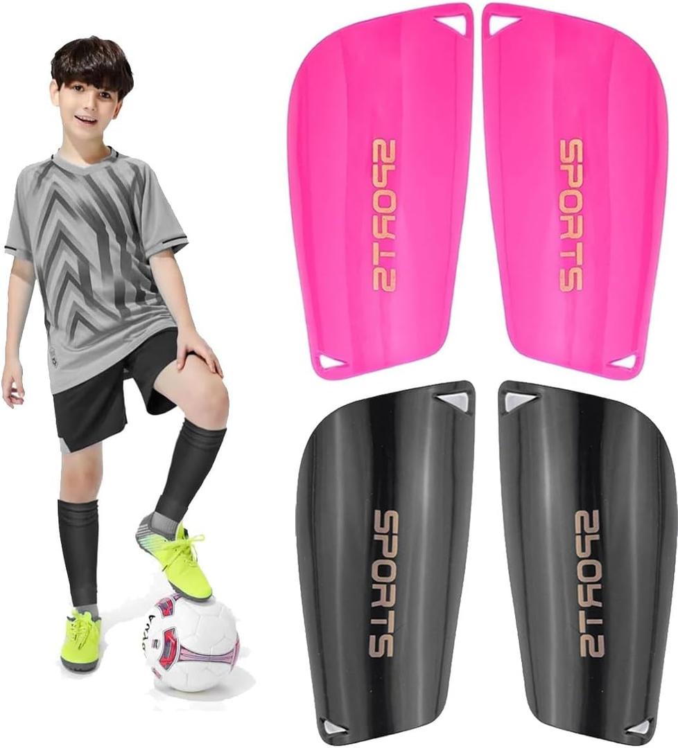 2 Pair Soccer Shin Guards Kids Youth, Shin Pads for 3-15 Years Old Boys and Girls Football Games EVA Cushion Protection Reduce Shocks and Injuries Lightweight Equipment (Small)