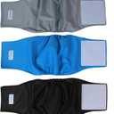 3 x Teamoy Reusable Wrap Diapers for Male Dogs, Washable Puppy Belly Band Pack of 3 (M, 13"-16" Waist, Black+ Gray+ Lake Blue)