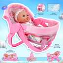 SMILESSKIDDO 14" Baby Doll with Washable Dolls Accessories, Lifelike Soft Babydoll Pretend Play Includes Carrier Bassinet Bed, Doll Clothes, Feeding Set, Gift Idea for Girls 1 2 3+ Year Old
