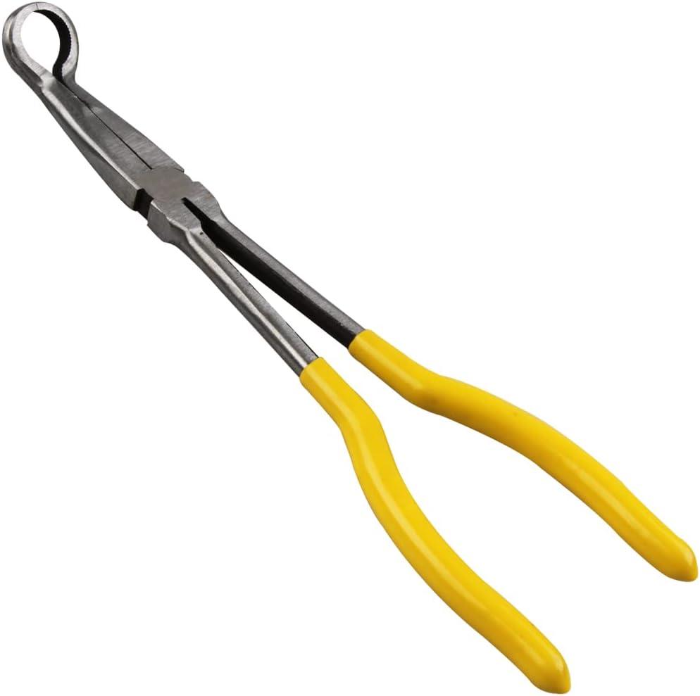 Spark Plug Removal Pliers, 11" Long Reach Ring Nose Hose Grip Pliers for Car