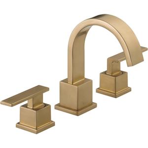 Delta Faucet Vero Widespread Bathroom Faucet 3 Hole, Gold Bathroom Faucet, Bathroom Sink Faucet, 2 Handle Bathroom Faucet, Bath Faucet, Metal Drain Assembly, Champagne Bronze 3553LF-CZ