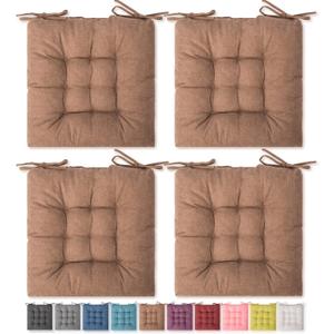 SQUARE MOON Pillow, 4 Pack Chair Cushion with High Resilience Polyester Filling, Fade-Resistant, Outdoor Indoor, Dining, 16x16 inches, Chocolate