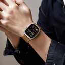 2 x Bandsie Leather Band Compatible with Apple Watch Ultra 3/Ultra 2/Ultra Band 49mm 46mm 45mm 44mm 42mm for Men, Vintage Genuine Suede Leather Wristband Strap for iWatch Series 11 10 9 8 7 6 5 4 SE 3 2 1 (Chestnut Brown)