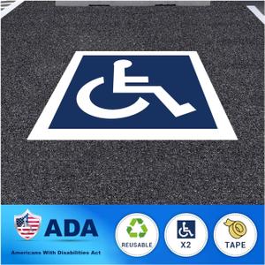 36" x 36" (2-Pack), Handicap Parking Stencil, ADA Compliant, Reusable Roll-Up Waterproof Handicap Stencil for Parking Lot - Great for Asphalt, Concrete and All Pavement Surfaces