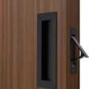 Dontay Pocket Door Pull Handle,304 Stainless Steel,Rectangle Recessed Flush Finger Pulls & Edge Spring Pull,No Lock,Hardware Set for More Than 1-1/8 Thickness Sliding Door(Matte Black,6'')