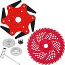 CZS Steel Trimmer Head, 6 Steel 65Mn Razors Trimmer Head & 36 Teeth Brush Cutter Blade, Weed Eater Blades for Brush Cutter, Trimmer, Weed Eater (Adapter Kits Included)