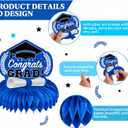 2 x 9Pcs Graduation Decorations Class of 2026 Blue and Black - Congrats Grad Honeycomb Centerpieces, Large Graduation Table Toppers for High School College Graduation Party Supplies 2026