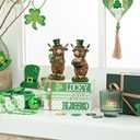 Valery Madelyn St Patrick's Day Decorations, St Patrick's Day Wooden Book Decor, Shamrock Decorations for Tiered Tray Shelf Coffee Table Side Table Home Office with Tassel and Beads, 5 inch (Medium)