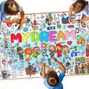 DDMY Giant Coloring Poster, 72 x 35.5 Inch Career Dream Theme Versatile Coloring Table Cloth for Kids, Large Coloring Tablecloth Drawing Paper for School Party/Kids Party/Special Events Decoration