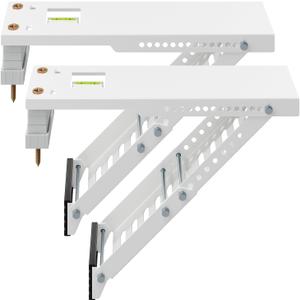 LuckIn Air Conditioner Support Bracket, Heavy Duty Window AC Bracket Universal Fit for 5,000-12,000 BTU AC Units, Holds Up to 85lbs, Adjustable Extender Leg & Built-in Bubble Spirit Level, 2-Pack
