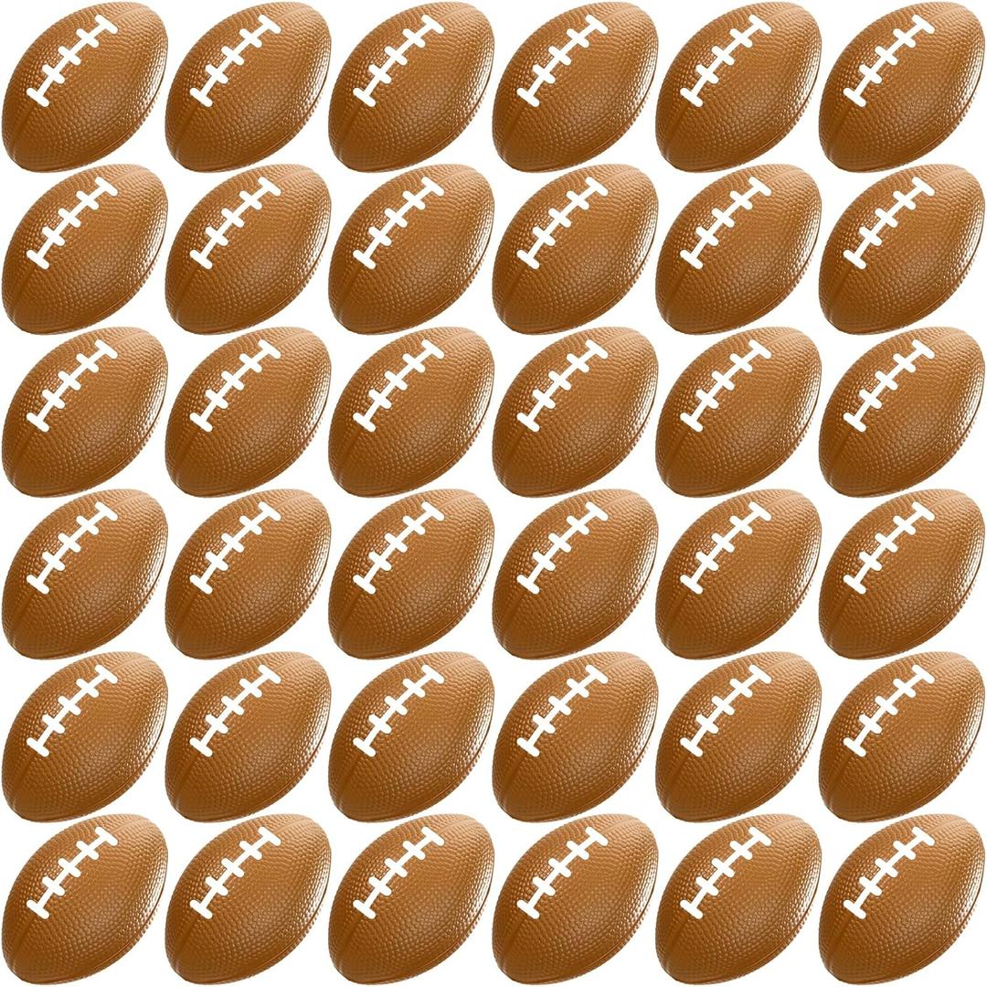 WELLVO 36 Pack Mini Foam Football 2.17" Mini Football Party Favor Stress Ball Bulk Small Foam Sports Ball for Birthday Gift Goodie Bags Stuffers