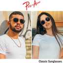 Pro Acme Hexagonal Sunglasses for Women Men, 100% Real Glass Lens Retro Square Trendy Shades