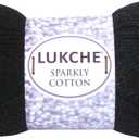 Sparkle Cotton Yarn  85% Cotton / 15% Metallic 3.5 oz, 262 Yards Crochet, Knitting, and Crafting Soft, Breathable Yarn for DIY Projects, Baby Clothes and Accessories (Black, 1 Skein)