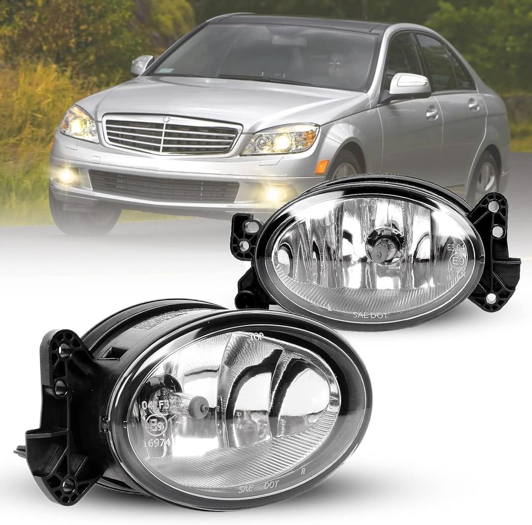 Fog Lights compatible with Mercedes Benz MB C230 C250 C350 CLS500 E320 E350 E550 G550 GL320 GL550 ML320 ML350 ML550 R320 R500 SL500 SL600, G55/G63/G65/R63/SL55 AMG 1 pair (Clear Lens)