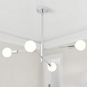 HHR Modern Sputnik Chandelier, Industrial 4-Light Chrome Ceiling Chandelier, Mid Century Light Fixture for Farmhouse Dining Room, Height Adjustable Chandeliers for Kitchen Island