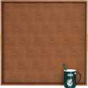 HofferRuffer Extra Large Square Serving Tray, Elegant Faux Leather Ottoman Tray with Gold Hardware Handles, Serve Tea, Coffee or Breakfast in Bed, 24 x 24 inches (Brown Shagreen)