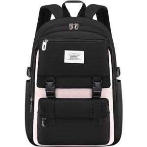 Kids Backpack Solid Color Girls Elementary Middle School Casual Daypack Lightweight Bookbag for Teens Travel Bag (Black)