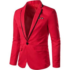 Cloudstyle Mens Casual Slim Fit Suit Jacket 1 Button Daily Blazer Business Sport Coat Tops (Large, Red)