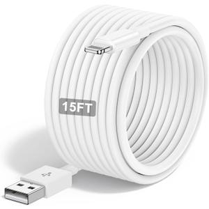 Extra Long iPhone Charger Cable 15 ft/5M,[Apple MFi Certified] USB to Lightning Cable15 ft, iPhone Fast Charging Cord for Apple iPhone 14/14pro/13/12/11/11Pro/11Max/ X/XS/XR/XS Max/8/7,iPad (White)
