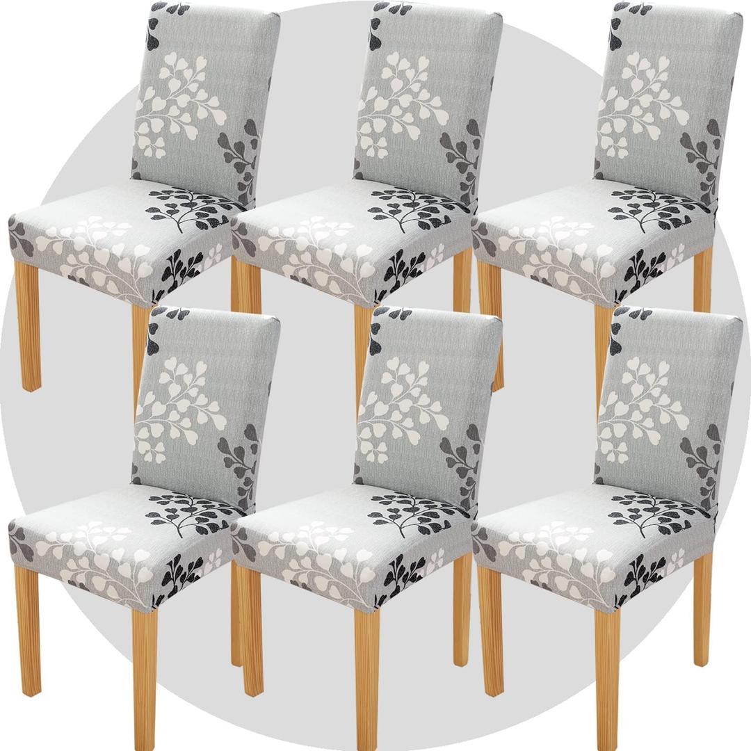 Stretch Chair Covers Slipcovers Set of 6 Printed Stretchable Dining Chair Slipcover Washable Removable for Kitchen,Hotel,Restaurant (Yezhiqiu)