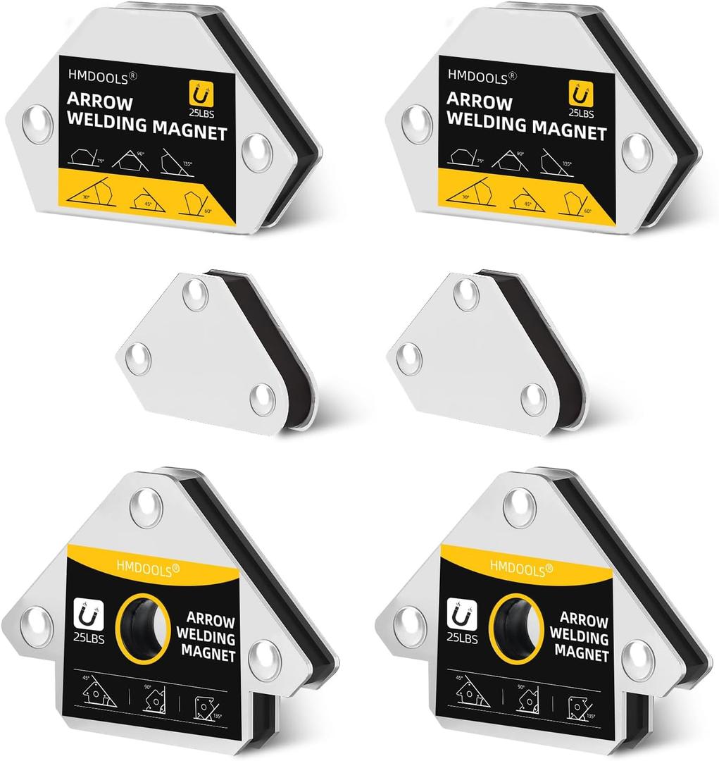 Welding Magnets Small Set,6 Pieces Welding Magnetic and Clamps Holder 25LB & 10LB,2Pcs Arrow,2Pcs Hexagon,2Pcs Mini,Power Welding Accessories and Tools,Welding for Car,Angle Magnets for Welding