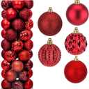 Amooca 45pc 2.36'' Christmas Ball Ornaments Xmas Tree Hanging Decoration for Festival Party Home Holiday Wedding Decors Shatterproof Plastic Balls Red & Wine
