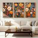 IARTTOP Large Floral Framed Canvas Wall Art 16x24 Inch Orange Abstract Blossom Flowers Wall Decor Set of 3 Mid-century Modern Boho Botanical Art Prints for Living Room Bedroom Office