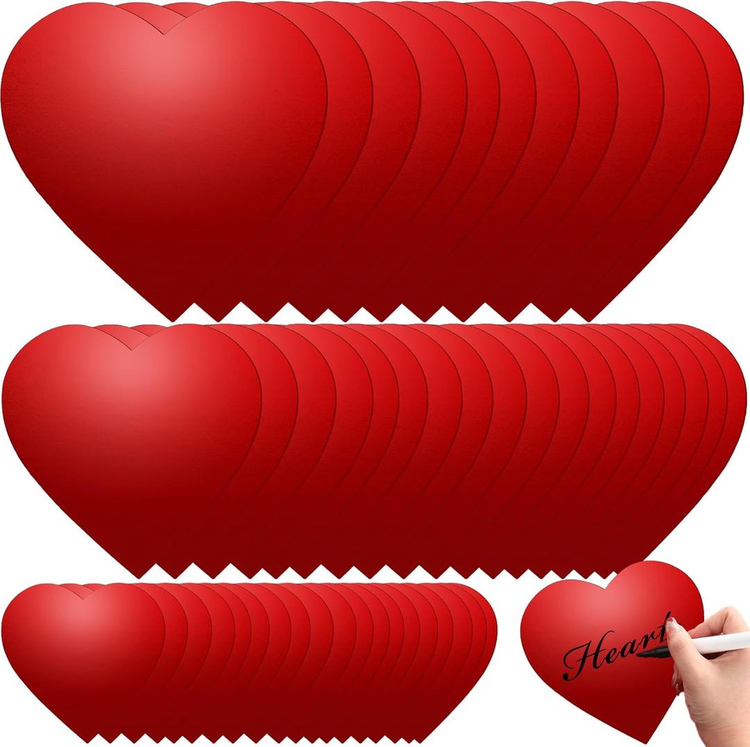 Ctosree 200 Pcs Heart Paper Cutouts 3 Sizes 12'' 8'' 4'' Red Double Sided Heart Shape Paper for Valentine's Day Craft Classroom Bulletin Board Display Party Decor