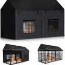 Outdoor Dog Kennel Cover for 8'Dx4'Wx6'H Full Coverage 900D Heavy Duty Waterproof Windproof Covers with EVA Window & Breathable Mesh for Large Dog Cage Outdoor (Cover Only) Black