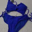 Blooming Jelly Womens Bikini Sets Two Piece Cheeky Swimsuits Curvy Cutout String Bathing Suits (Medium, Royal Blue)
