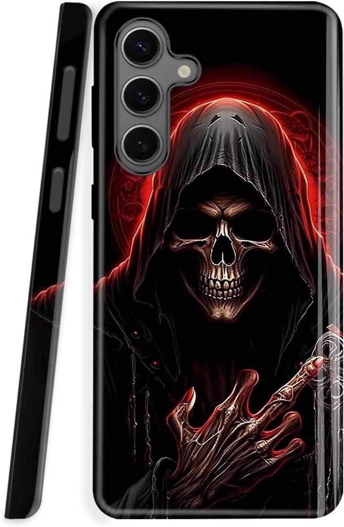 Dual Guard Case for Samsung Galaxy S24 Ultra 5G, Heavy Duty Dual-Layer Shockproof Protective Phone Case,Grim Reaper