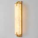 Modern Marble Wall Sconce Natural Alabaster Sconce Bedroom White Stone Wall Mount Lamp Brass Wall Sconce Lighting for Bathroom Living Room Dining Room Kitchen Hallway