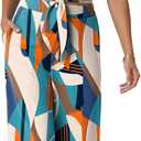 Lepunuo Women Summer 2 Piece Outfits Cap Sleeve V Neck Belted Crop Tops Casual Wide Leg Pants Matching Sets Travel Outfits (Blue, XL)