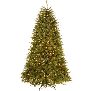 National Tree Company 7.5 ft Pre-Lit Dunhill Fir Artificial Christmas Tree, 750 Clear Lights, 2,514 Tips, Includes Stand, Green