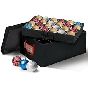 HOLDN’ STORAGE Christmas Ornament Storage Container Box with Dividers – Convenient Durable 2 Individual Removable Trays Fits Up to 48-3” Ornaments - Black