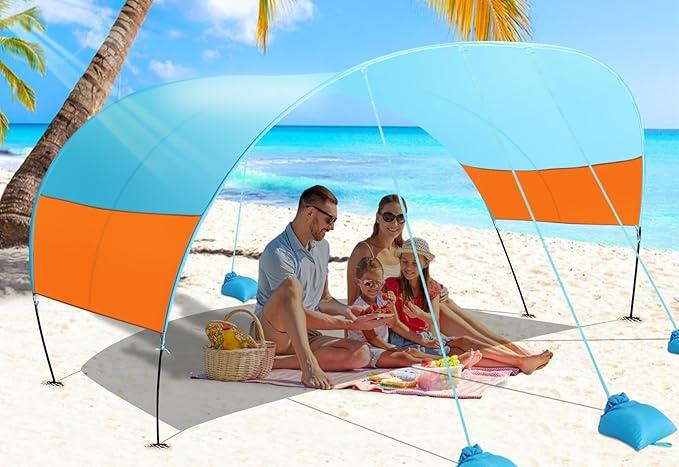 EKRISON Beach Canopy Sun Shade, Beach Tent Sun Shelter Wind Sail Camping Sun Shelter Portable Beach Tent Sun Shelter Canopy Outdoor Beach Sun Shade for Family Vacation and Camping (Patent Pending)