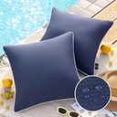 Phantoscope Pack of 2 Outdoor Waterproof Solid Throw Decorative Pillow Cover Decorative Square Outdoor Pillows Cushion Case Patio Pillows for Couch Tent Sunbrella (20''x20'', Dark Blue)