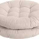 Tiita Round Office Chair Cushions 22x22 Inch Outdoor Seat Pads Set of 2 Throw Floor Pillows for Adults Sitting Patio Garden, Beige, 2 Count